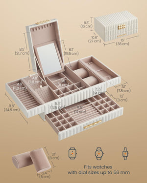 Jewellery Box with Drawer, Mirror & PU Finish - Karrari