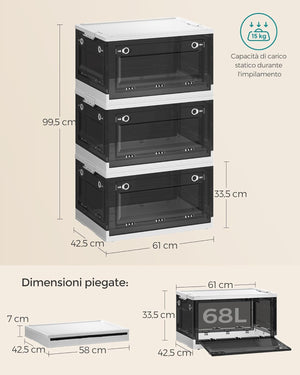 Foldable Plastic Storage Box with Lid & 5 Doors - Karrari