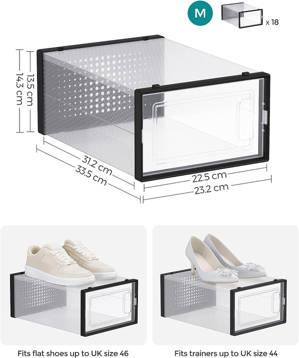 Pack of 18 Stackable Shoe Storage Boxes - Karrari