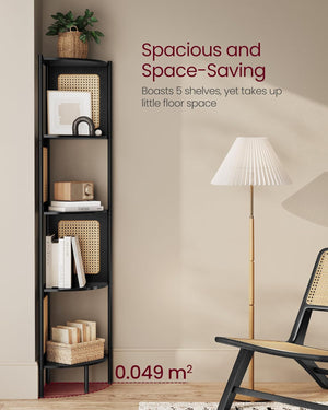5-Tier Corner Shelf with Rattan Sides - Karrari