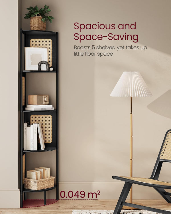 5-Tier Corner Shelf with Rattan Sides - Karrari
