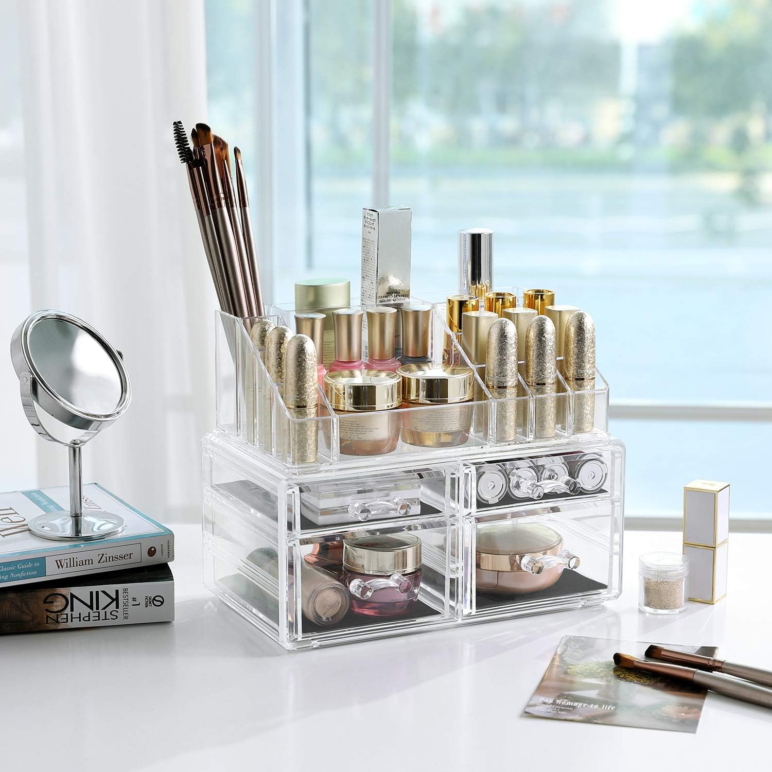 Makeup Organiser 2 Piece Set Makeup Box Cosmetic Organiser with 3 Dr