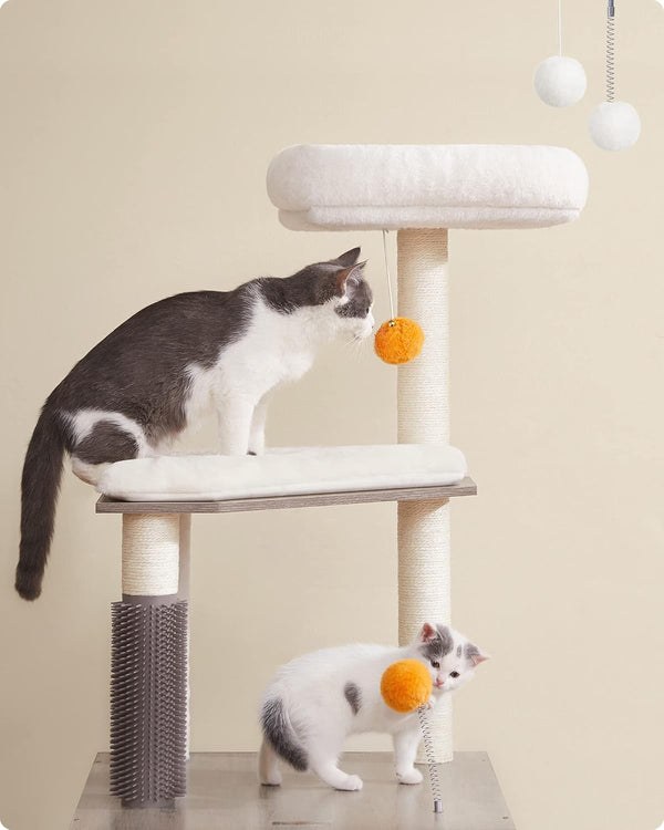 2-in-1 Modern Cat Tree with Scratching Posts & Groomer - Karrari