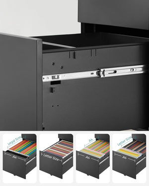 3-Drawer Filing Cabinet with Lock - Karrari