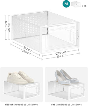 Set of 12 Clear Stackable Shoe Storage Boxes - Karrari
