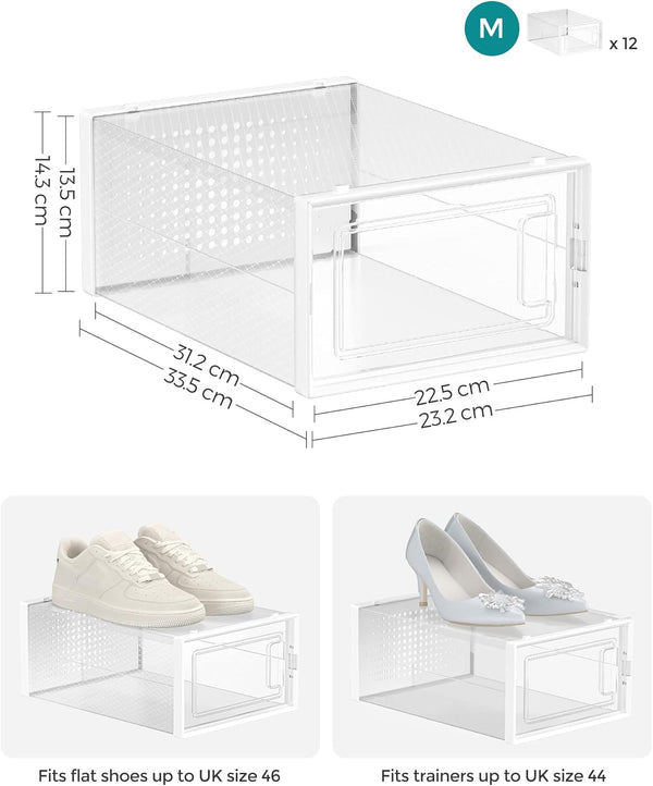 Set of 12 Clear Stackable Shoe Storage Boxes - Karrari