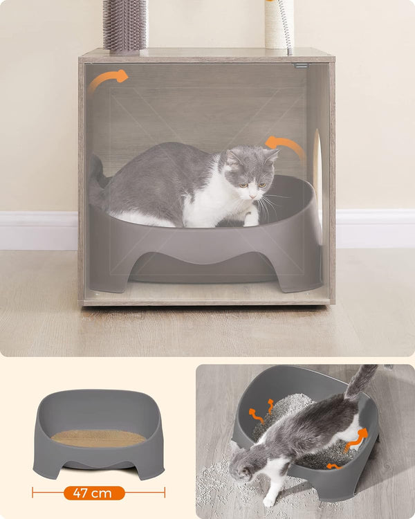 2-in-1 Modern Cat Tree with Scratching Posts & Groomer - Karrari