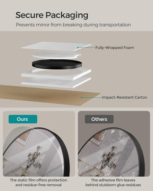 Round Wall Mirror - Black Metal Frame - Karrari