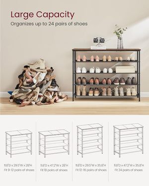 Steel Frame Shoe Storage Rack with 4 Fabric Shelves - Karrari