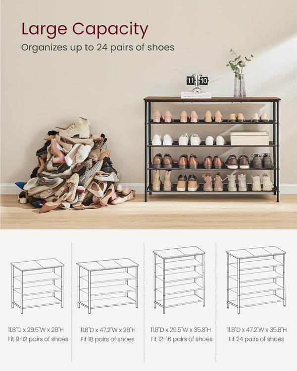 Steel Frame Shoe Storage Rack with 4 Fabric Shelves - Karrari