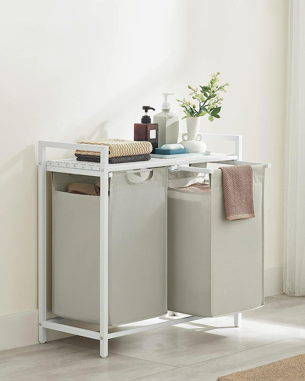 Laundry Hamper - 2 Removable Oxford Fabric Bags - Karrari