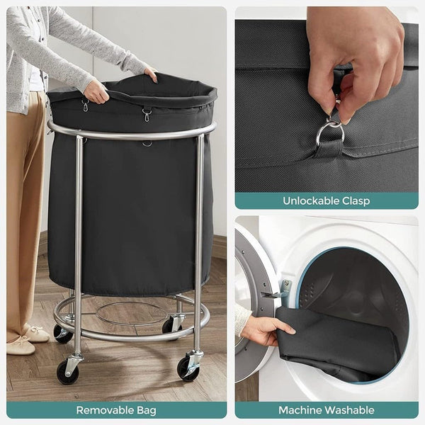 170L Laundry Basket - Wheels & Removable Bag - Karrari