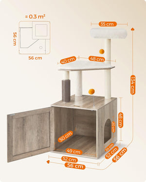 2-in-1 Modern Cat Tree with Scratching Posts & Groomer - Karrari