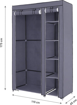Portable Fabric Wardrobe - Hanging Rail & Shelves - Karrari