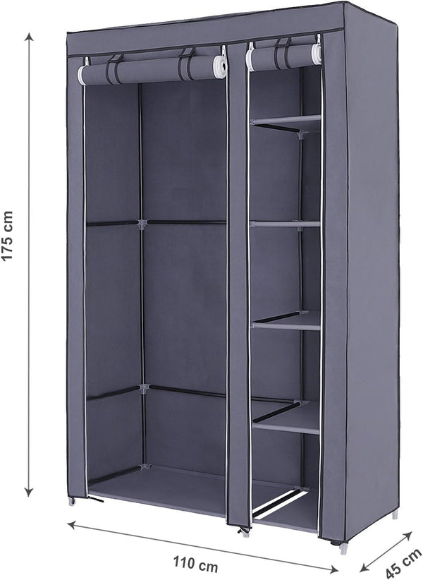 Portable Fabric Wardrobe - Hanging Rail & Shelves - Karrari