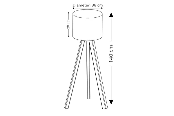 Tripod Floor Lamp - Yellow Fabric Shade (140cm) - Karrari