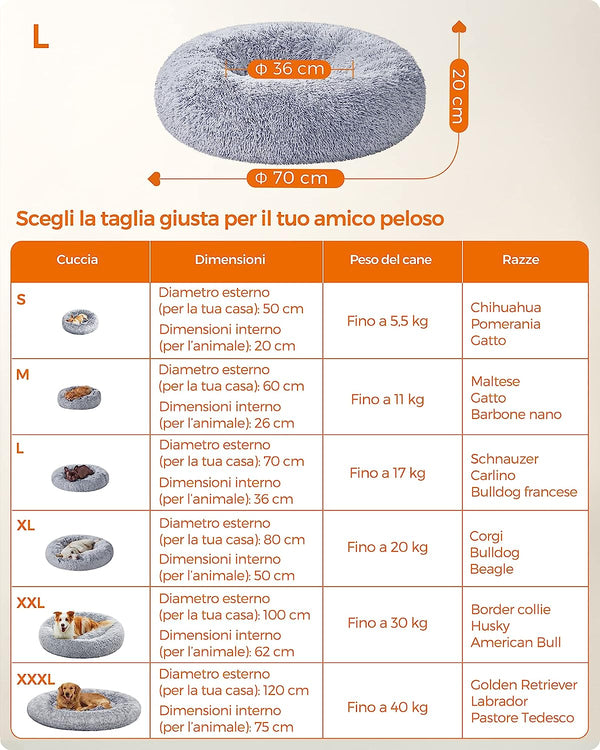 Donut-Shaped Dog Bed - Removable Washable Cushion - Karrari