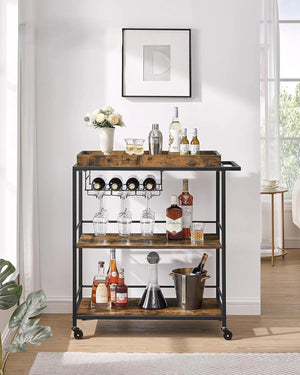 Serving Trolley with Removable Tray & Wheels - Karrari
