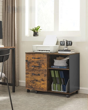 Rolling File Cabinet with 3 Drawers & Wheels - Karrari