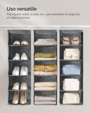 Hanging Wardrobe Storage Organiser - Foldable Shelves - Karrari