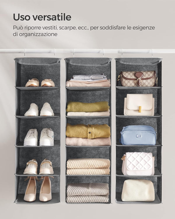 Hanging Wardrobe Storage Organiser - Foldable Shelves - Karrari