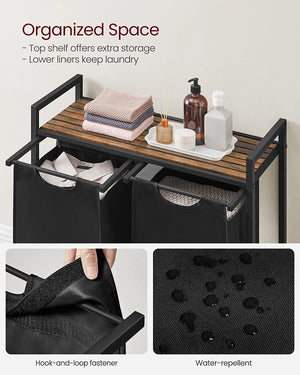 Laundry Basket with Shelf and Pull-Out Bags - Karrari