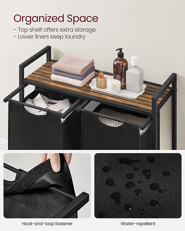 Laundry Basket with Shelf and Pull-Out Bags - Karrari