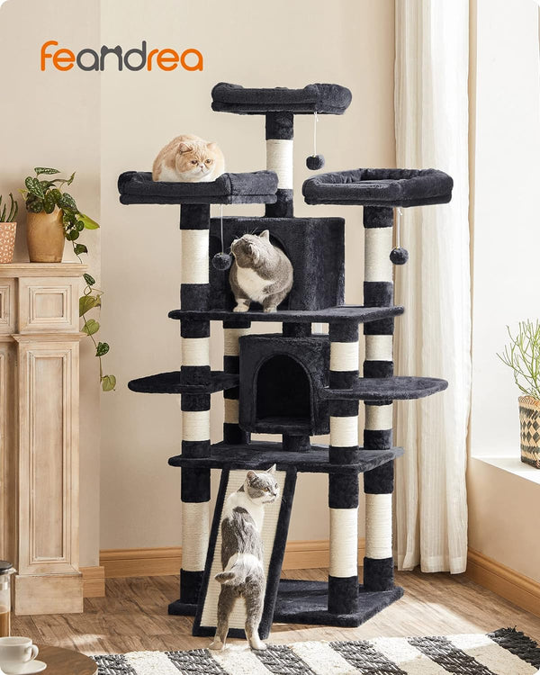 Large Smoke Grey Cat Tower with Scratching Posts - Karrari