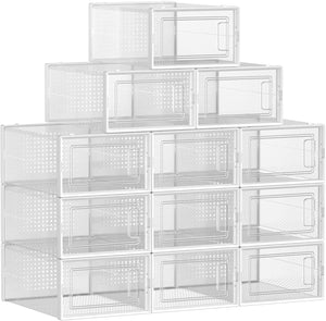 Set of 12 Clear Stackable Shoe Storage Boxes - Karrari