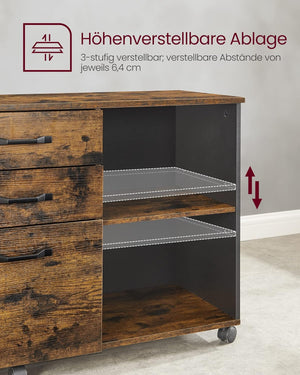 Rolling File Cabinet with 3 Drawers & Wheels - Karrari