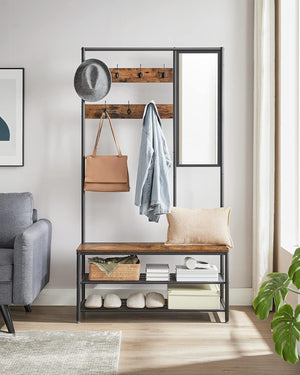 Coat Rack with Mirror, Bench & Shoe Storage - Karrari