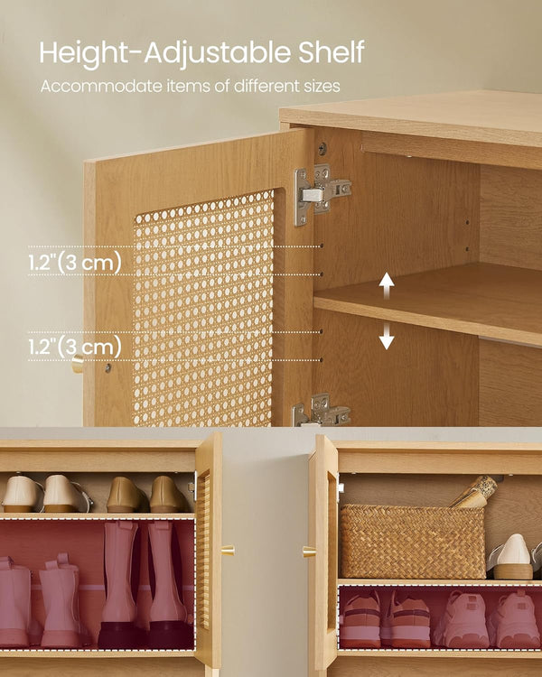 3-Tier Shoe Cabinet - Rattan Doors - Karrari