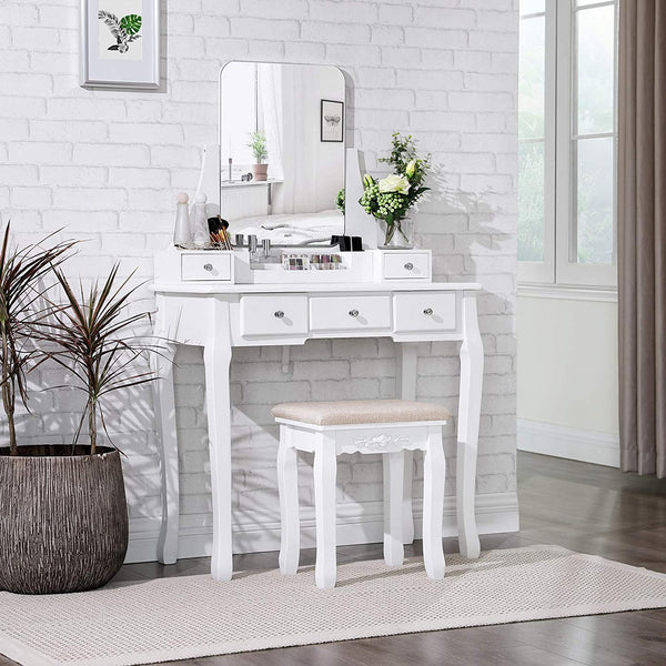 Makeup Vanity Set – 5 Drawers & Cushioned Stool - Karrari
