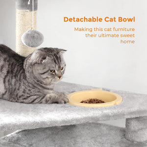 Light Grey Cat Scratching Post Play Tower - Karrari