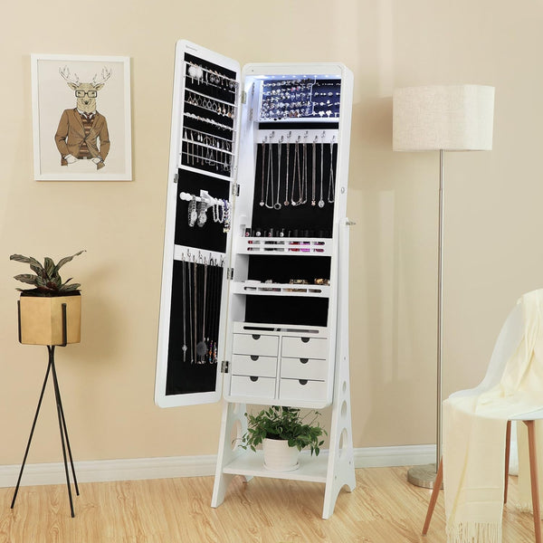 Lockable LED Mirror Jewellery Cabinet with Drawers - Karrari