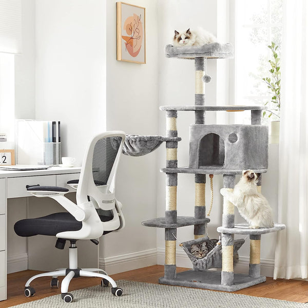 Light Grey Cat Scratching Post Play Tower - Karrari