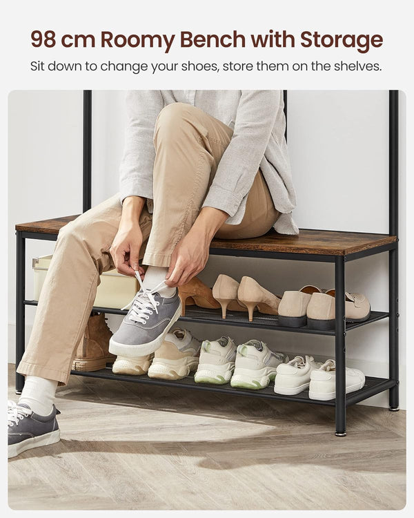 Coat Rack with Mirror, Bench & Shoe Storage - Karrari