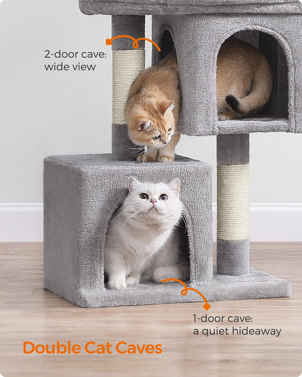 Cat Tree Tower with Perch, 2 Caves & Scratching Posts - Karrari