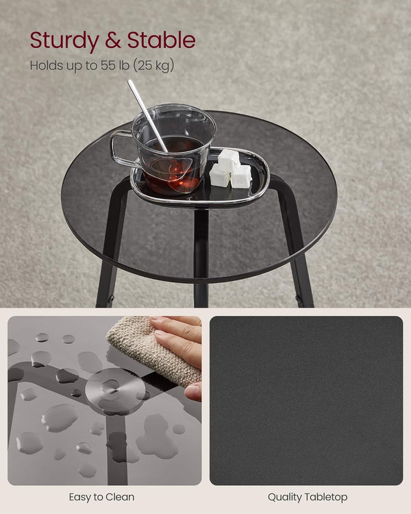 2-Tier Glass Round Side Table - Karrari