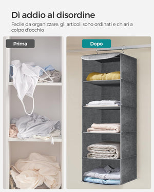 Hanging Wardrobe Storage Organiser - Foldable Shelves - Karrari