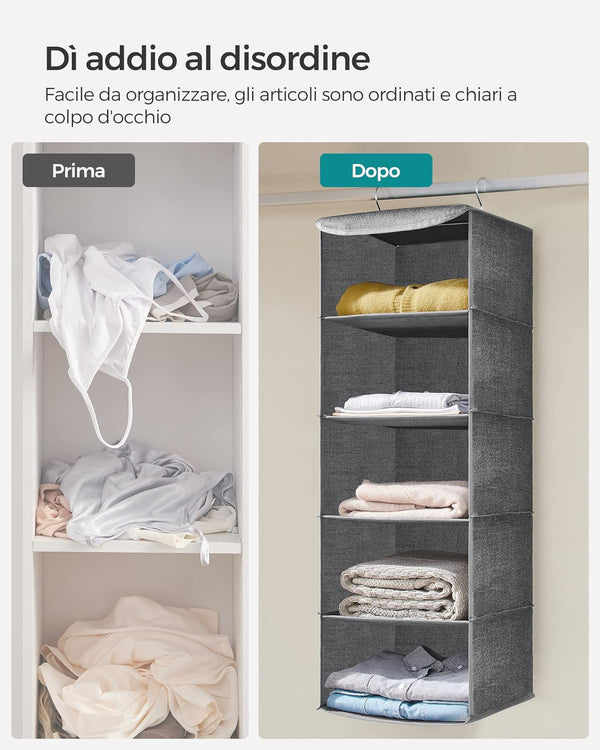 Hanging Wardrobe Storage Organiser - Foldable Shelves - Karrari