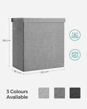 Laundry Basket 142L - 2 Compartments & Magnetic Lid - Karrari