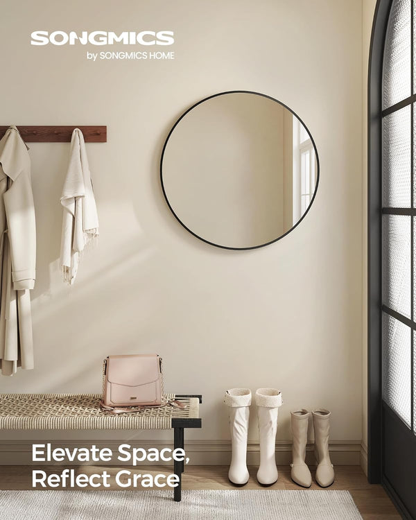 Round Wall Mirror - Black Metal Frame - Karrari