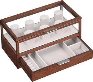 2-Tier Wooden Watch Case - Drawer & Velvet Lining - Karrari