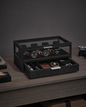 2-Tier Wooden Watch Case - Drawer & Velvet Lining - Karrari