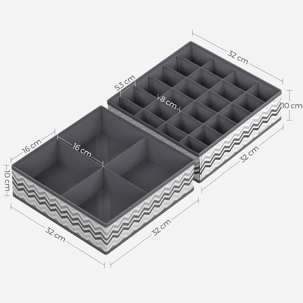 Set of 2 Foldable Underwear Storage Organisers - Karrari