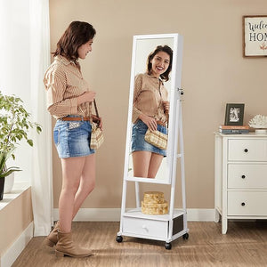 Lockable Jewellery Cabinet - Full-Length Mirror & Drawer - Karrari