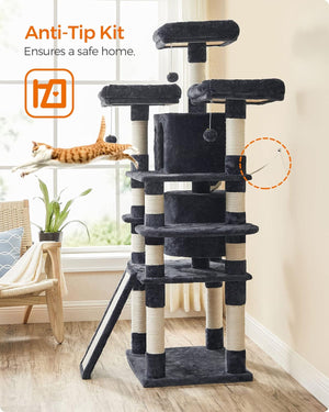 Large Smoke Grey Cat Tower with Scratching Posts - Karrari