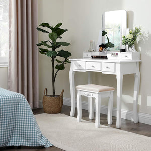 Makeup Vanity Set – 5 Drawers & Cushioned Stool - Karrari