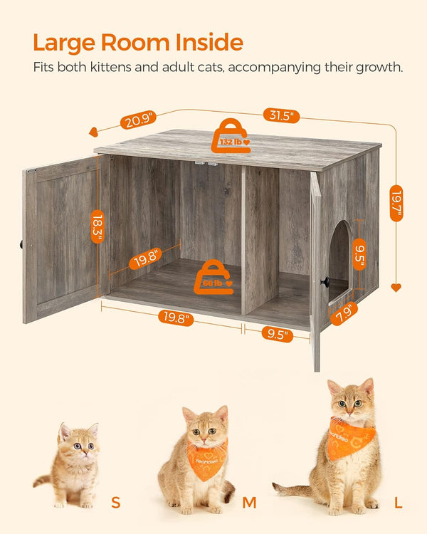 Cat Litter Box Enclosure Furniture with Removable Divider - Karrari